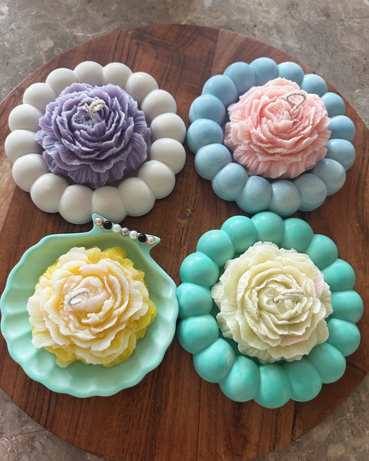 Bubble dish flower candle set